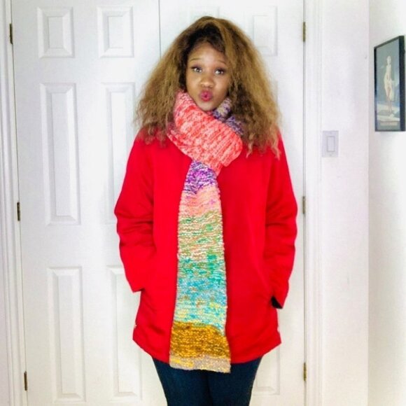 Tower London Fog hoodie red  coat front zipper long sleeve jacket women l… - Picture 3 of 16